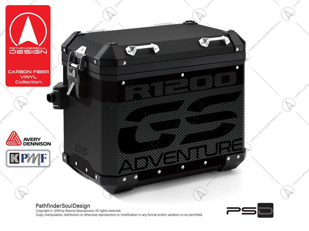 R1200GS ADVENTURE TRIPLE BLACK BMW ALUMINIUM PANNIERS “CARBON FIBER VINYL” KIT#24101