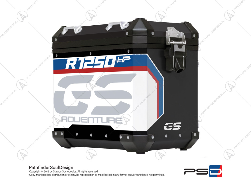 r1250 gsa hp aluminium side cases stickers