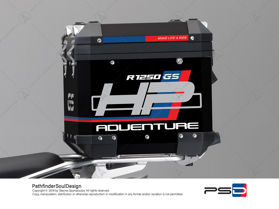 R1250GS ADVENTURE HP STYLE BMW ALUMINIUM TOP BOX “HP” STICKERS KIT#18902