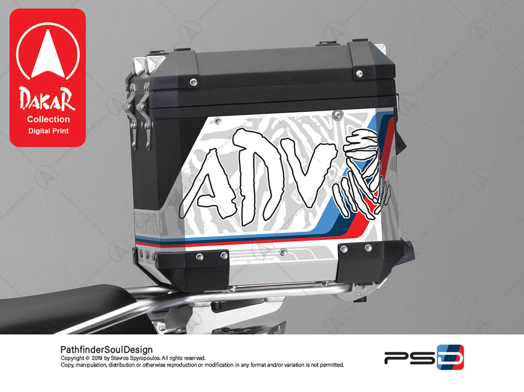 R1250GS ADVENTURE HP STYLE BMW ALUMINIUM TOP BOX "DAKAR" STICKERS KIT19101