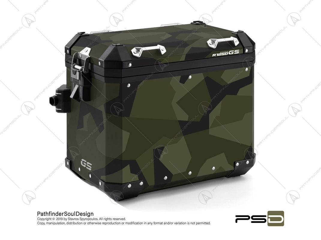 R1250GS ADVENTURE STYLE EXCLUSIVE BMW ALUMINIUM PANNIERS “SWEDISH M90 CAMO” STICKERS KIT#03236