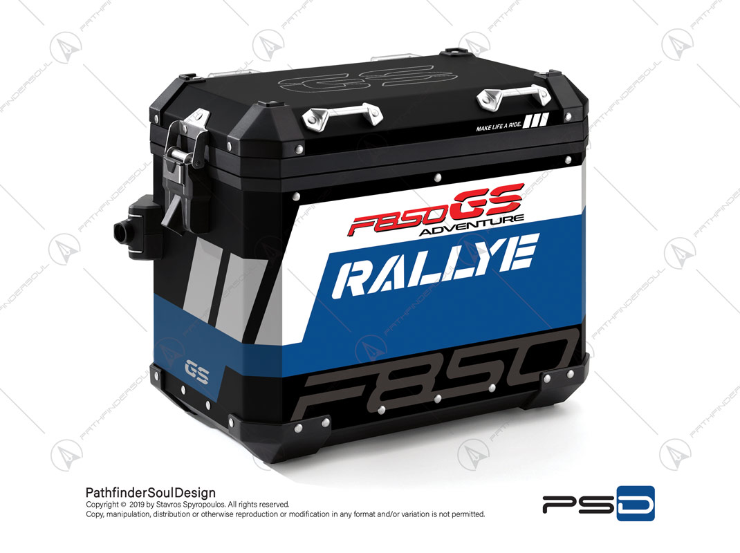 F850GS ADVENTURE STYLE RALLYE BMW ALUMINIUM PANNIERS “RALLYE” VINYL&GRAPHIC KIT#34916