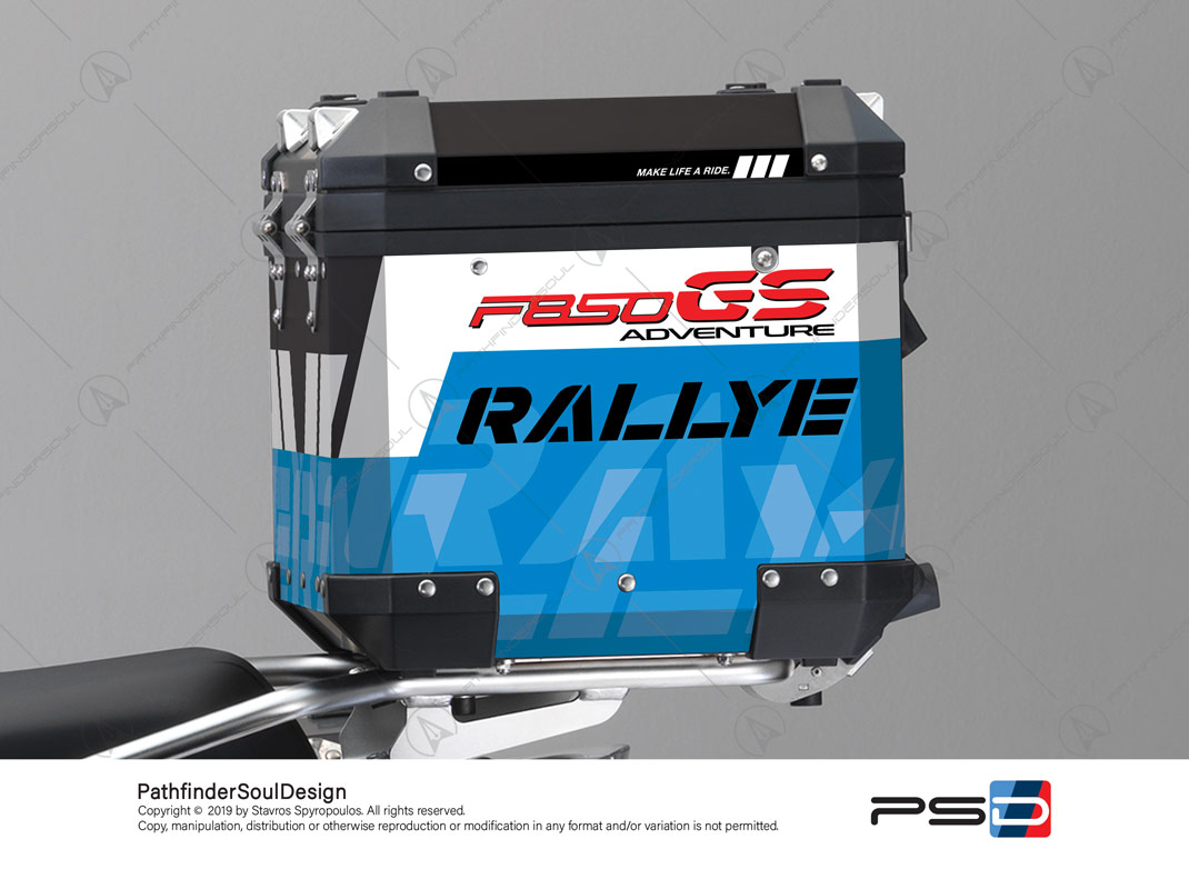 F850GS ADVENTURE STYLE RALLYE BMW ALUMINIUM TOP BOX “RALLYE” STICKERS KIT#34914