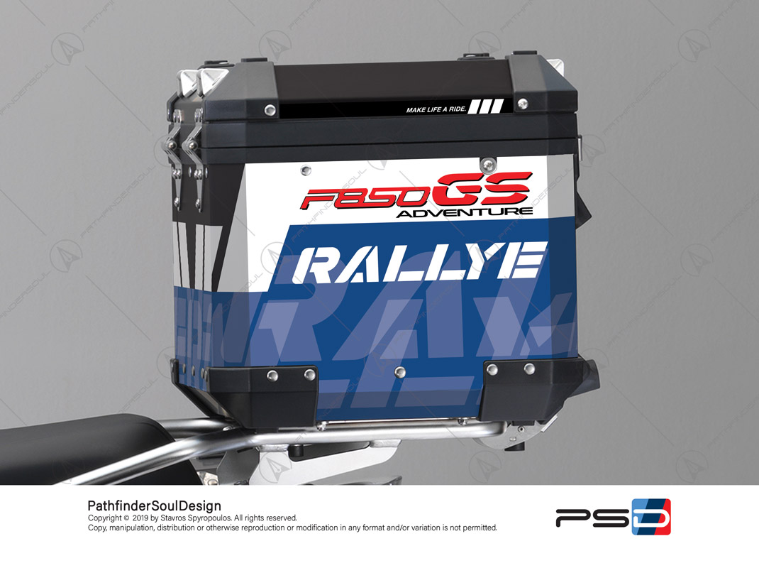 F850GS ADVENTURE STYLE RALLYE BMW ALUMINIUM TOP BOX “RALLYE” STICKERS KIT#34915