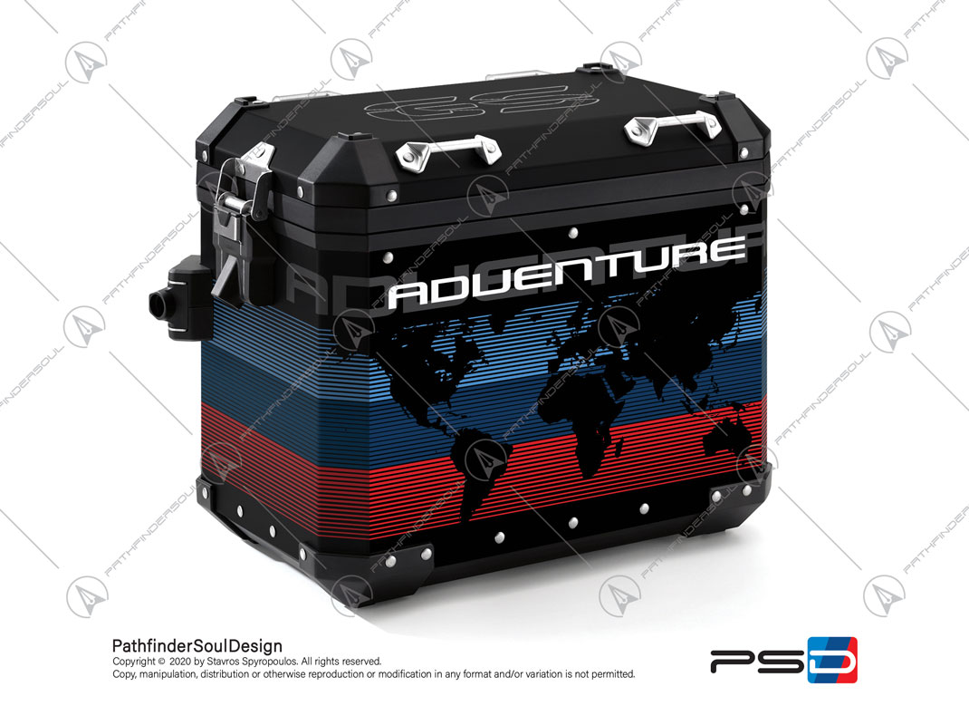 R1200GS ADVENTURE ALPINE WHITE BMW ALUMINIUM PANNIERS “ONE WORLD” STICKERS KIT#42003