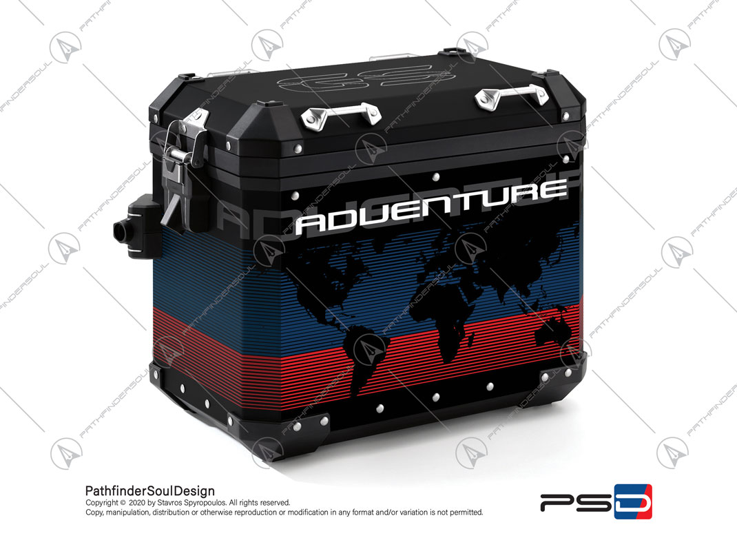 R1250GS ADVENTURE HP STYLE BMW ALUMINIUM PANNIERS “ONE WORLD” STICKERS KIT#42003