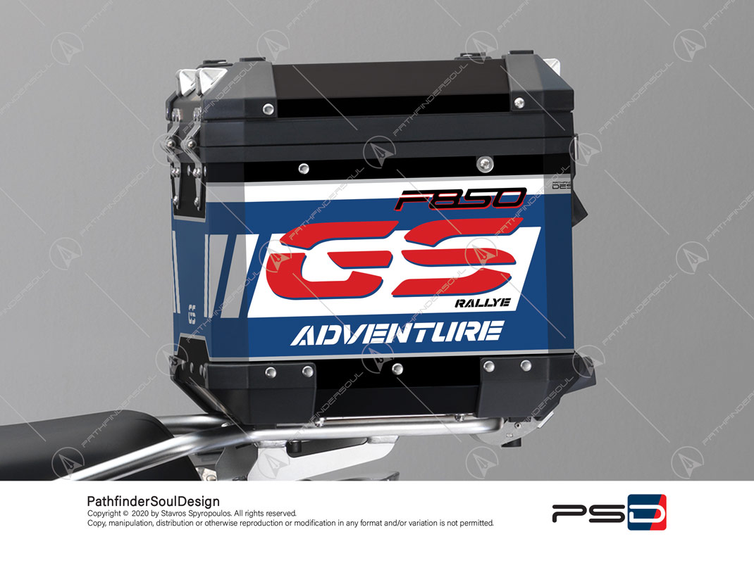 F850GS ADVENTURE STYLE RALLYE BMW ALUMINIUM TOP BOX “RACING” STICKERS KIT#45285