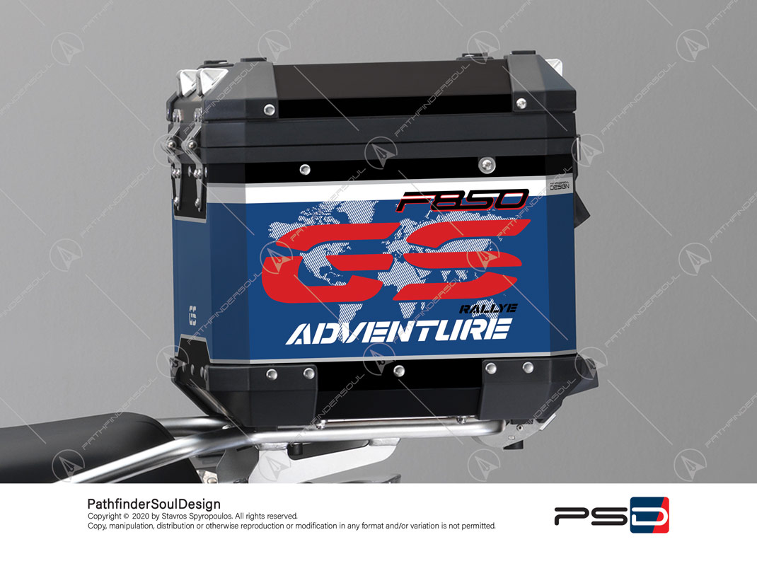 F850GS ADVENTURE STYLE RALLYE BMW ALUMINIUM TOP BOX “RACING” STICKERS KIT#45286