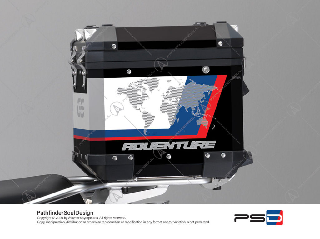 R1250GSA HP Style Aluminium Top Box "Racing" stickers