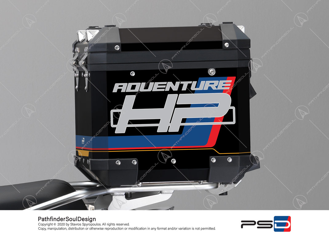 R1250GS ADVENTURE HP STYLE BMW ALUMINIUM TOP BOX “HP” STICKERS KIT#18904