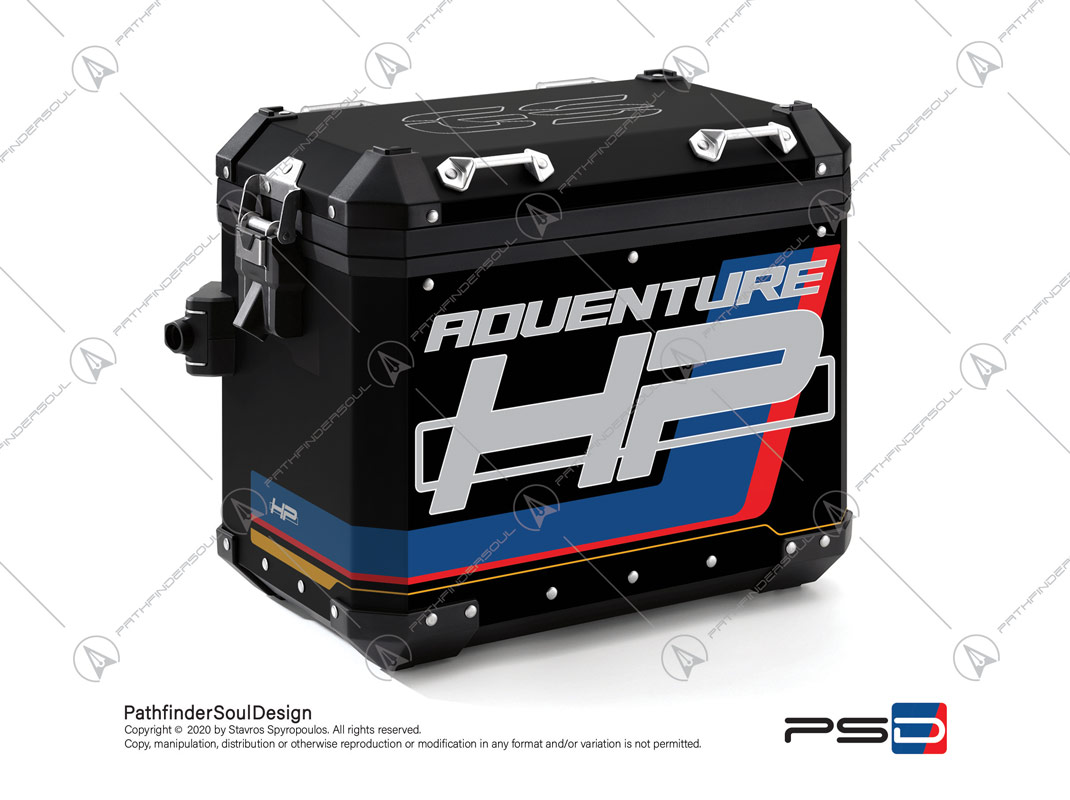 R1250GS ADVENTURE HP STYLE BMW ALUMINIUM PANNIERS “HP” STICKERS KIT#18904