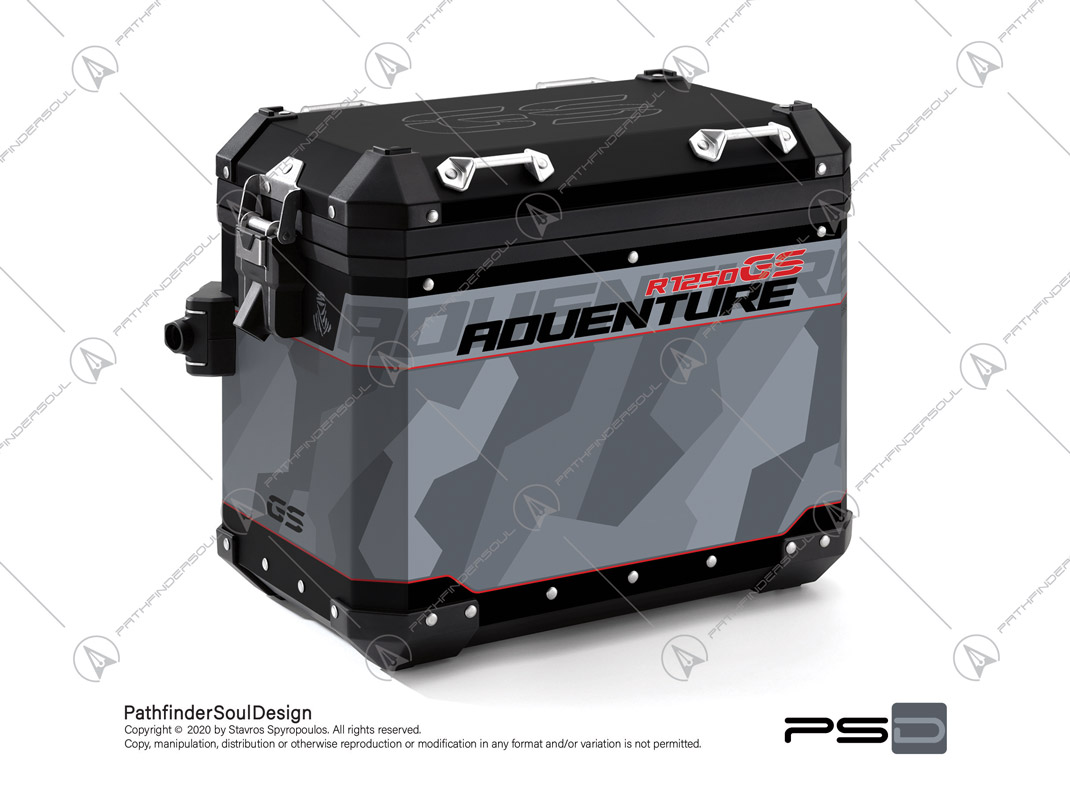 R1250 ICE GRAY GSA ALU PANNIERS SIDE CASES STICKERS
