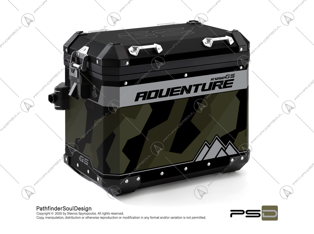 R1250GS ADVENTURE STYLE EXCLUSIVE BMW ALUMINIUM PANNIERS “RAW CAMO” STICKERS KIT#45803