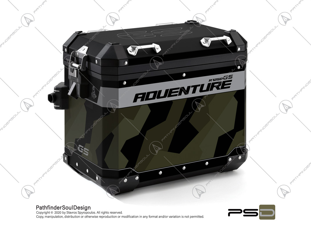 R1250GS ADVENTURE STYLE EXCLUSIVE BMW ALUMINIUM PANNIERS “RAW CAMO” STICKERS KIT#45801