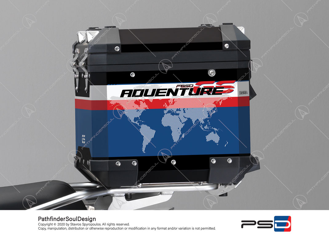 F850GS ADVENTURE STYLE RALLYE BMW ALUMINIUM TOP BOX “RACING” STICKERS KIT#45271