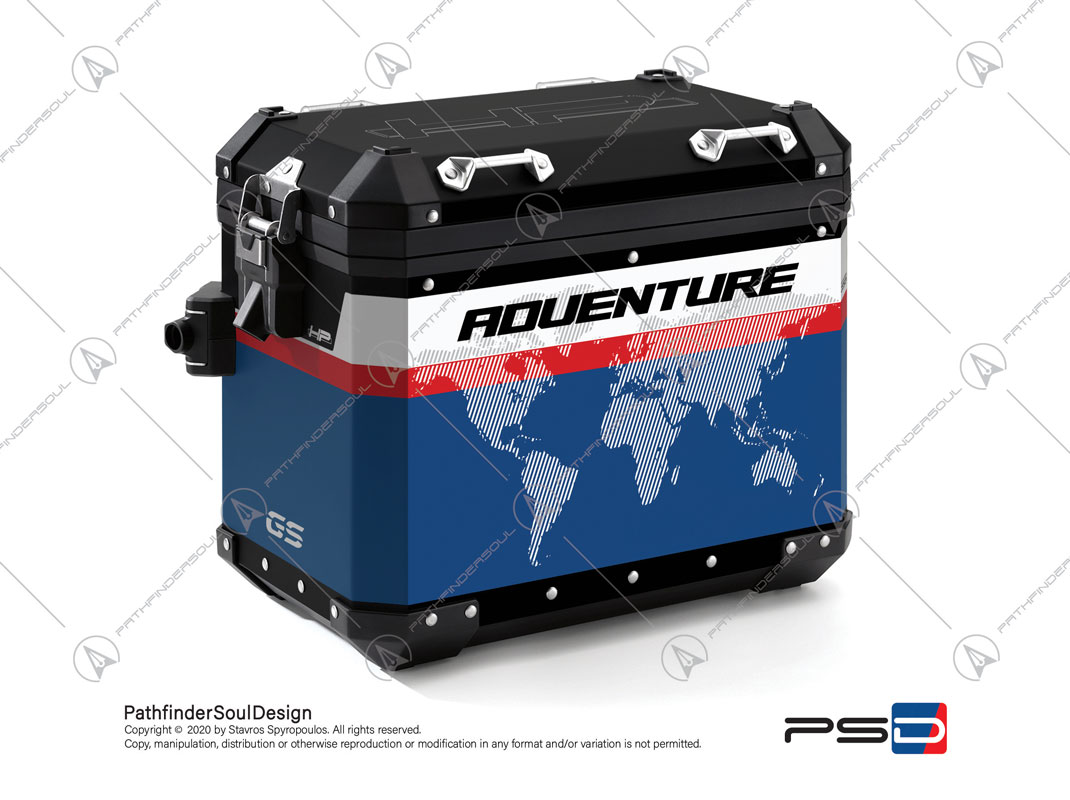 R1250GS ADVENTURE HP STYLE BMW ALUMINIUM PANNIERS “RACING” STICKERS KIT#45271