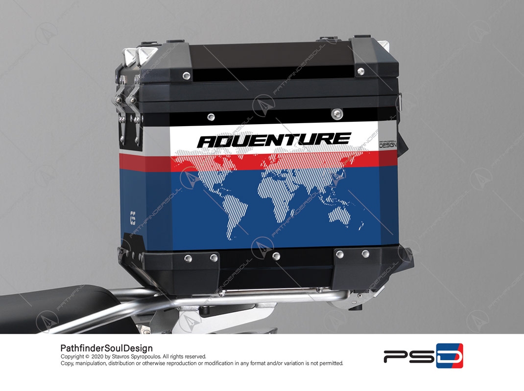 R1250GS ADVENTURE HP STYLE BMW ALUMINIUM TOP BOX “RACING” STICKERS KIT#45271