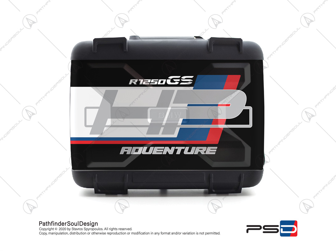 R1250GS HP STYLE  BMW VARIO SIDE CASES SET “HP” STICKERS KIT#18901