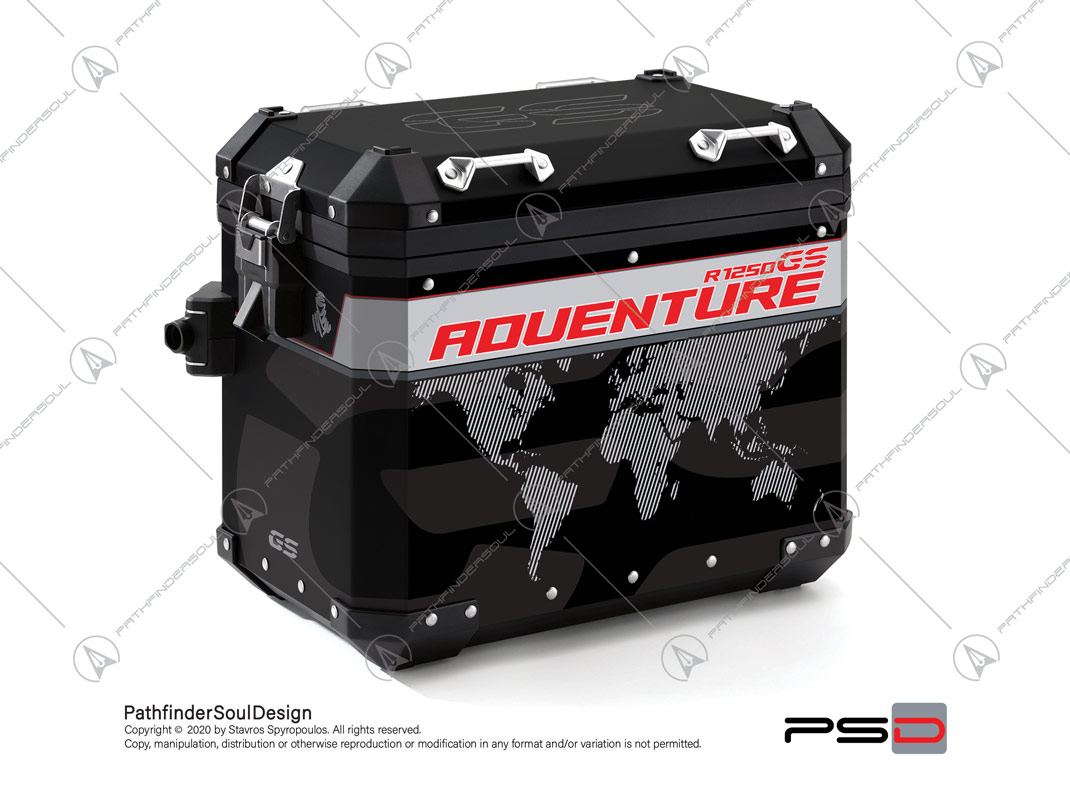 R1250GS ADVENTURE ICE GREY BMW ALUMINIUM PANNIERS “TRAVELLER” STICKERS KIT#45273