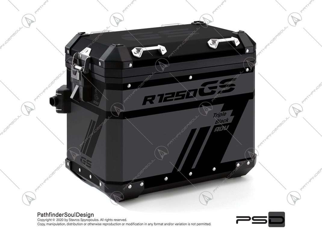 R1250GS ADVENTURE TRIPLE BLACK BMW ALUMINIUM PANNIERS “TRAVELLER” STICKERS KIT#45270