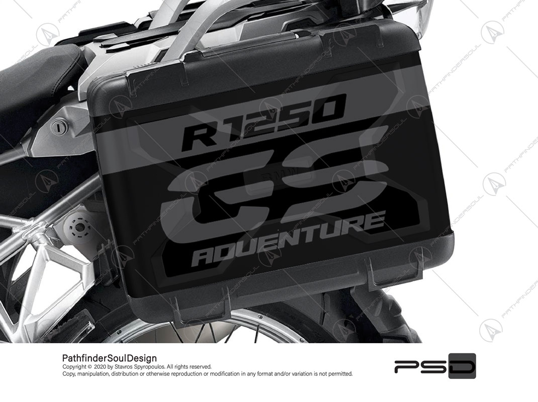 R1250 GS VARIO SIDE CASES PANNIERS STICKERS TRIPLE BLACK