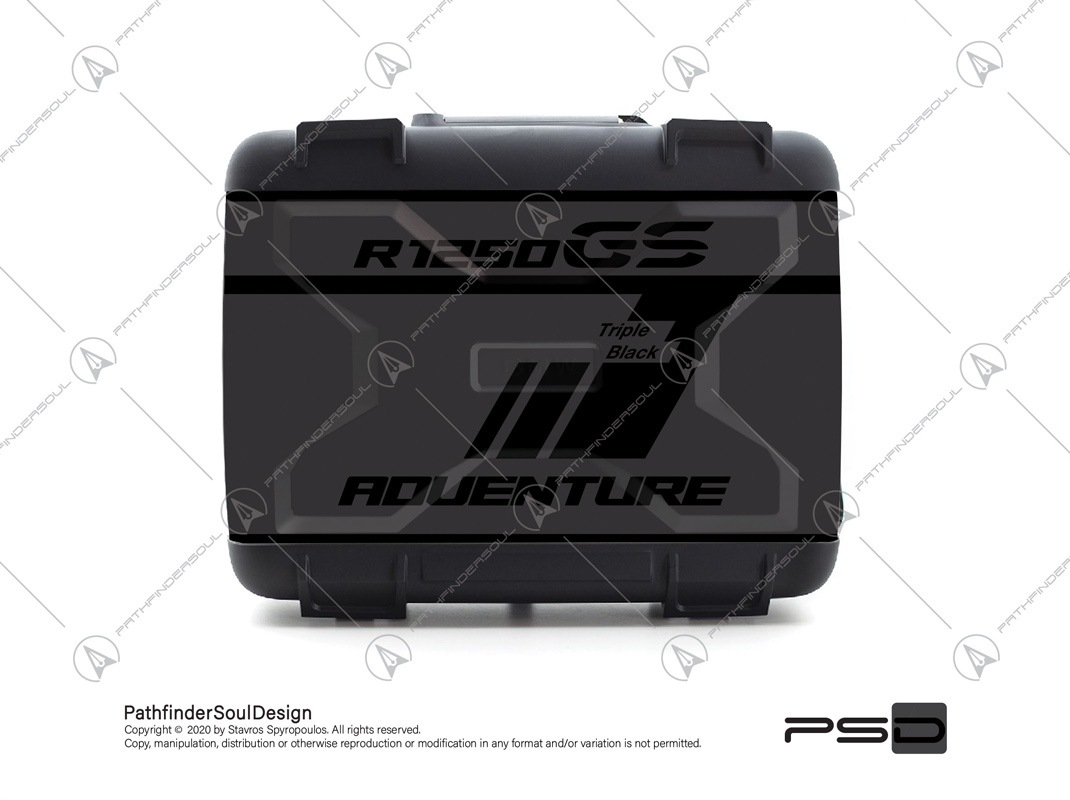 R1250GS TRIPLE BLACK BMW VARIO SIDE CASES SET “TRAVELLER” STICKERS KIT#45270