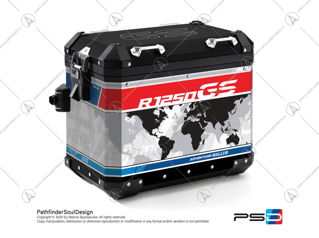 R1250GS ADVENTURE STYLE RALLYE BMW ALUMINIUM PANNIERS “WORLD MAP” STICKERS KIT#50412