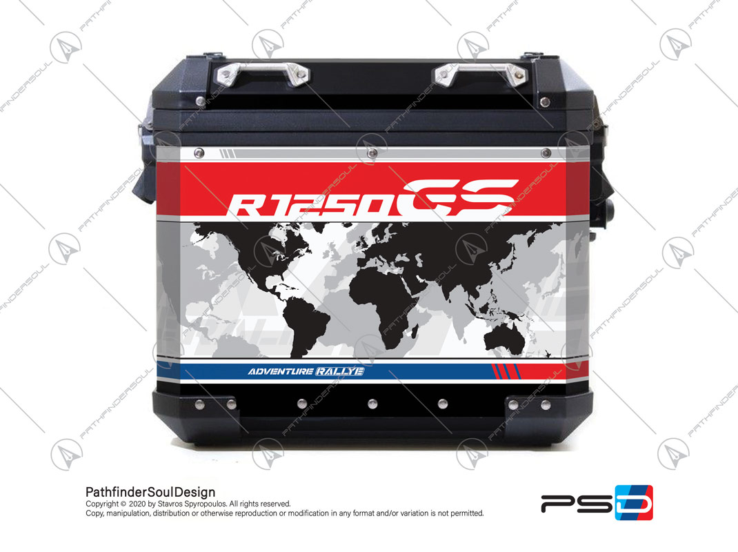 R1250GS Adventure "WORLD MAP" stickers kit for BMW panniers