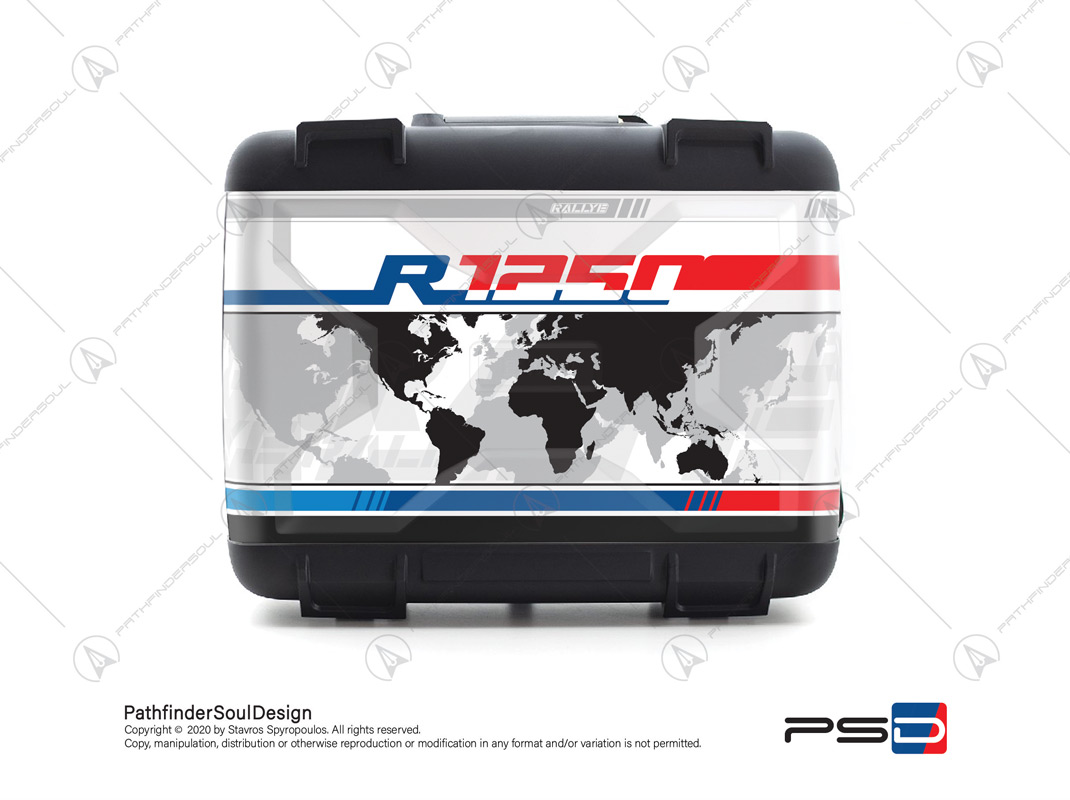 R1250GS STYLE RALLYE BMW VARIO SIDE CASES SET “WORLD MAP” STICKERS KIT#50412