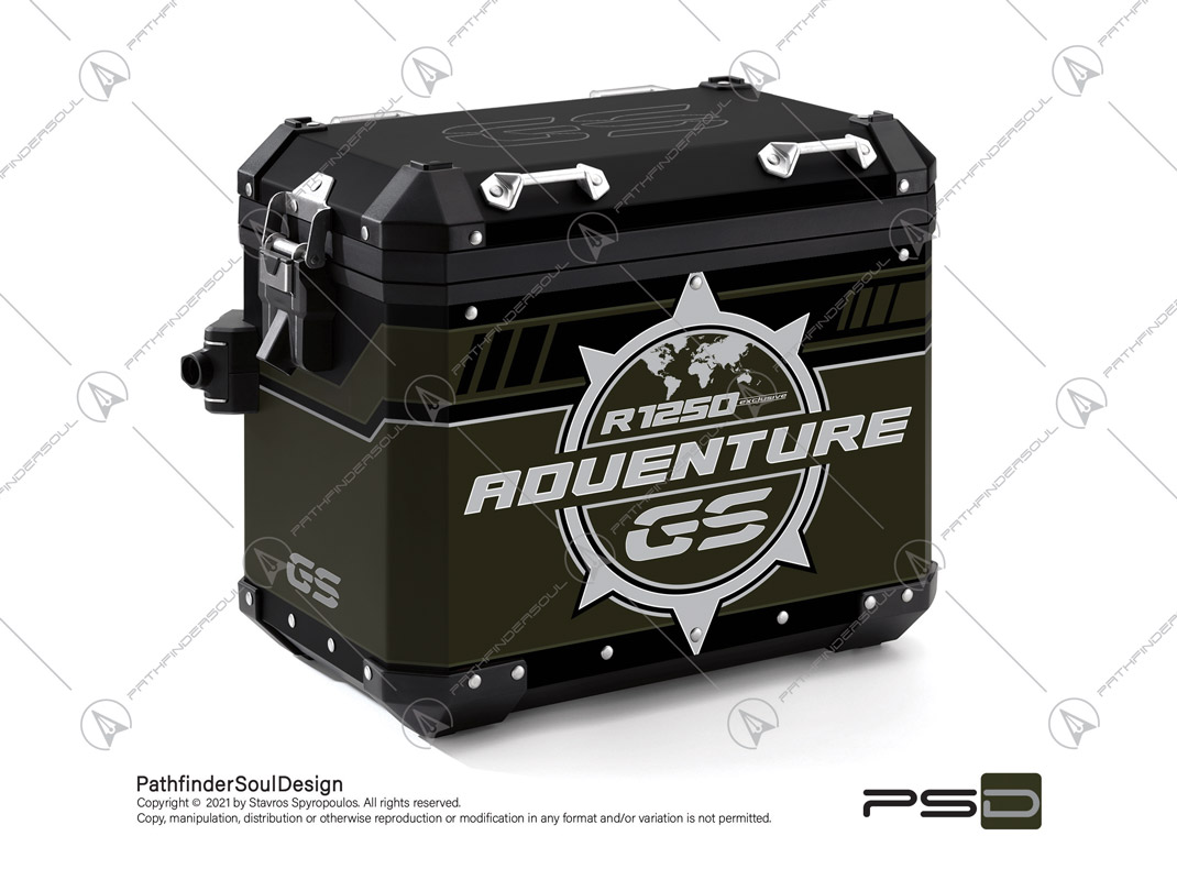 R1250GS ADVENTURE STYLE EXCLUSIVE BMW ALUMINIUM PANNIERS “GENUINE ADV” STICKERS KIT#53808