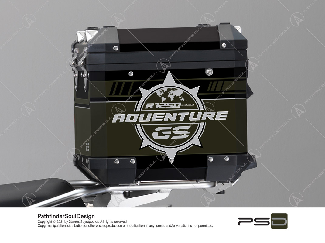 R1250GS ADVENTURE STYLE EXCLUSIVE BMW ALUMINIUM TOP BOX “GENUINE ADV” STICKERS KIT#53808