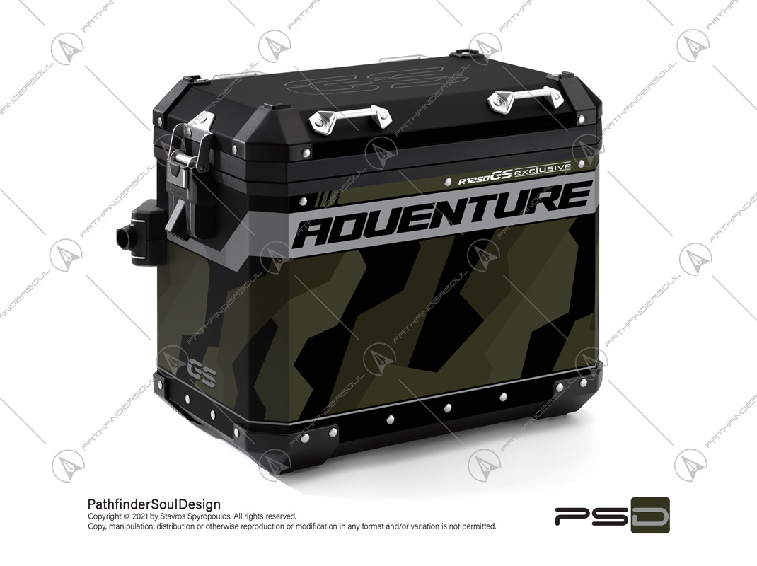 R1250GS ADVENTURE STYLE EXCLUSIVE BMW ALUMINIUM PANNIERS “RAW CAMO” STICKERS KIT#45804