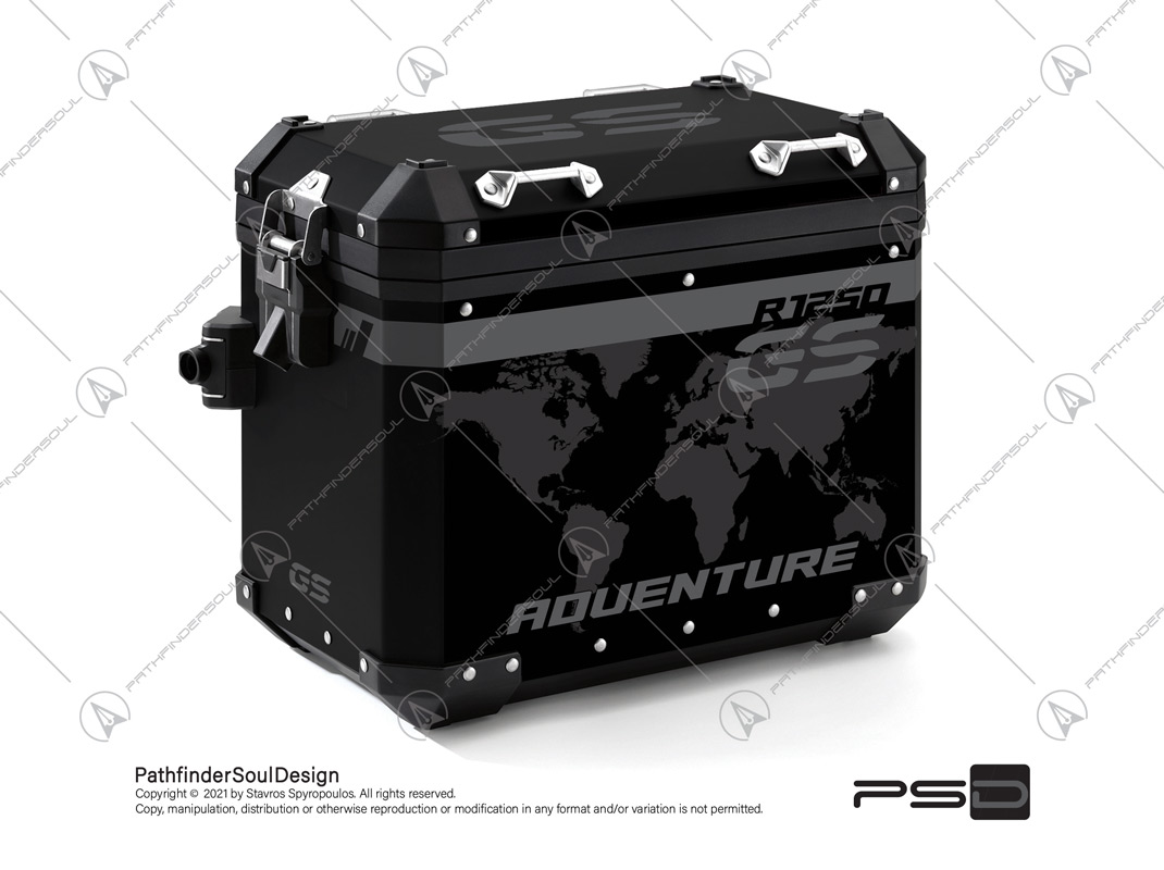 R1250GS ADVENTURE TRIPLE BLACK BMW ALUMINIUM PANNIERS “BASIC” VINYL KIT#45278 WITH REFLECTIVE STICKERS