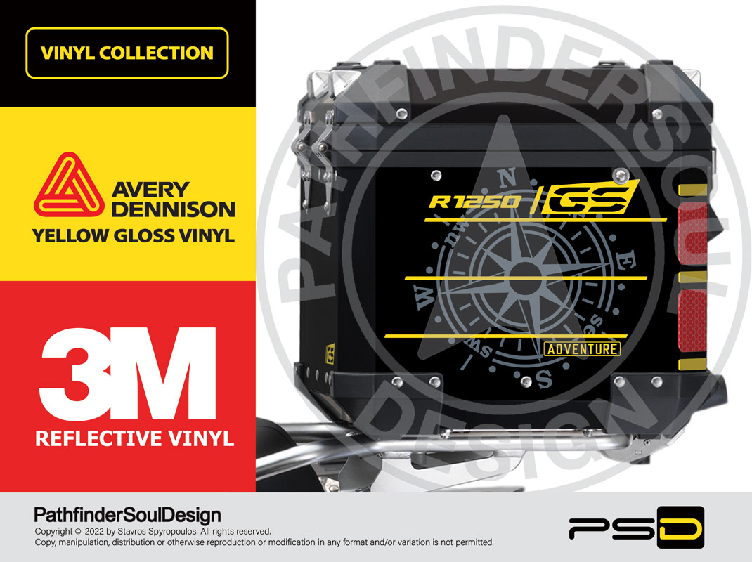 R1250GS ADVENTURE 40 YEARS GS EDITION BMW ALUMINIUM TOP BOX “FACTORY” GRAPHIC & VINYL KIT#57630 WITH REFLECTIVE STICKERS