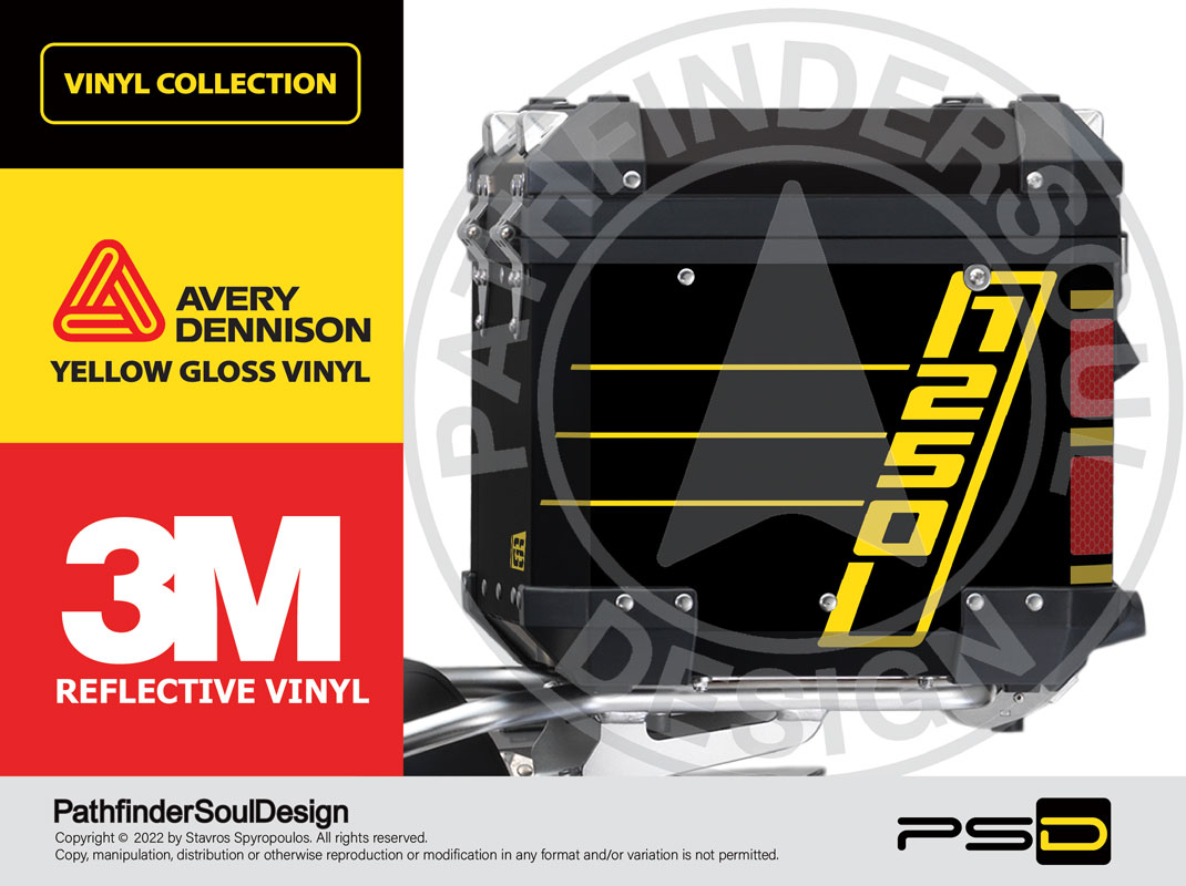 R1250GS ADVENTURE 40 YEARS GS EDITION BMW ALUMINIUM TOP BOX “FACTORY” GRAPHIC & VINYL KIT#57719 WITH REFLECTIVE STICKERS
