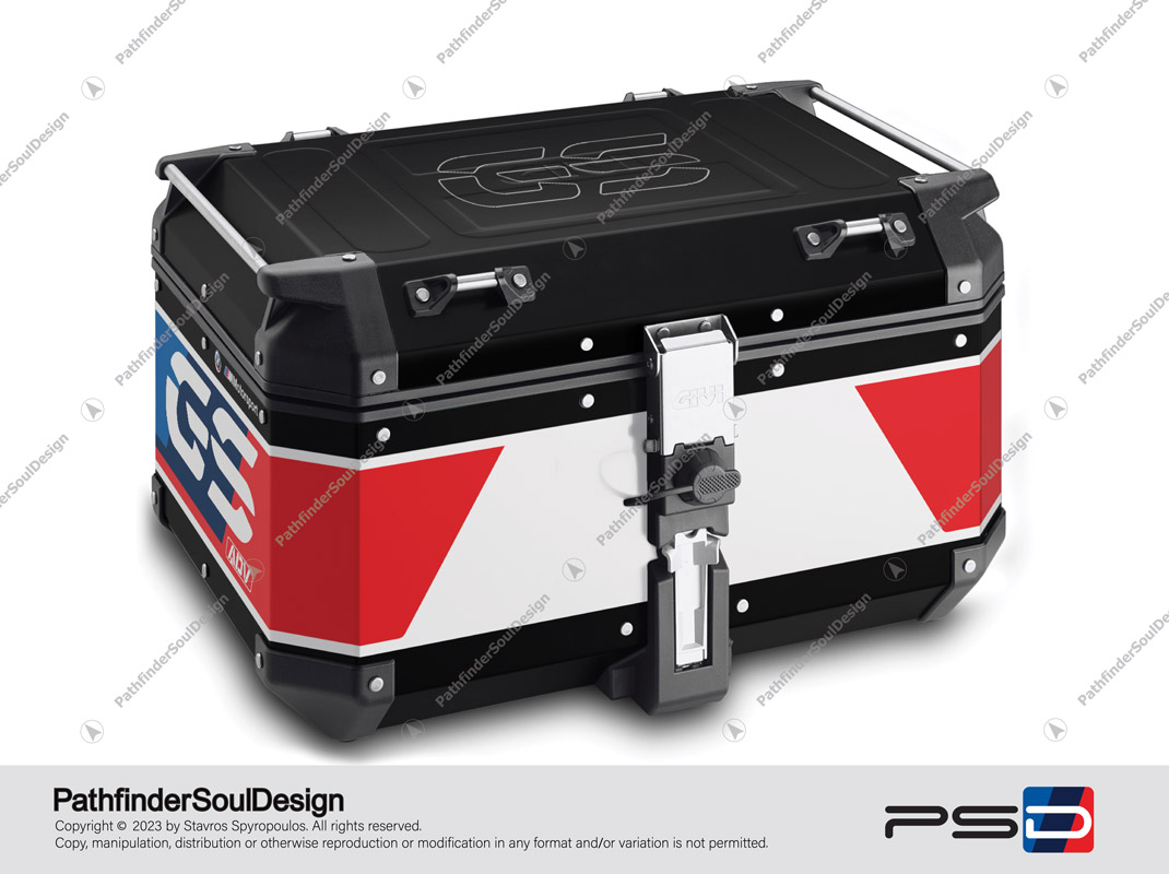 R1250GS ADVENTURE STYLE RALLYE GIVI TREKKER OUTBACK 58L TOP CASE “ADV RALLYE” STICKERS KIT#55711