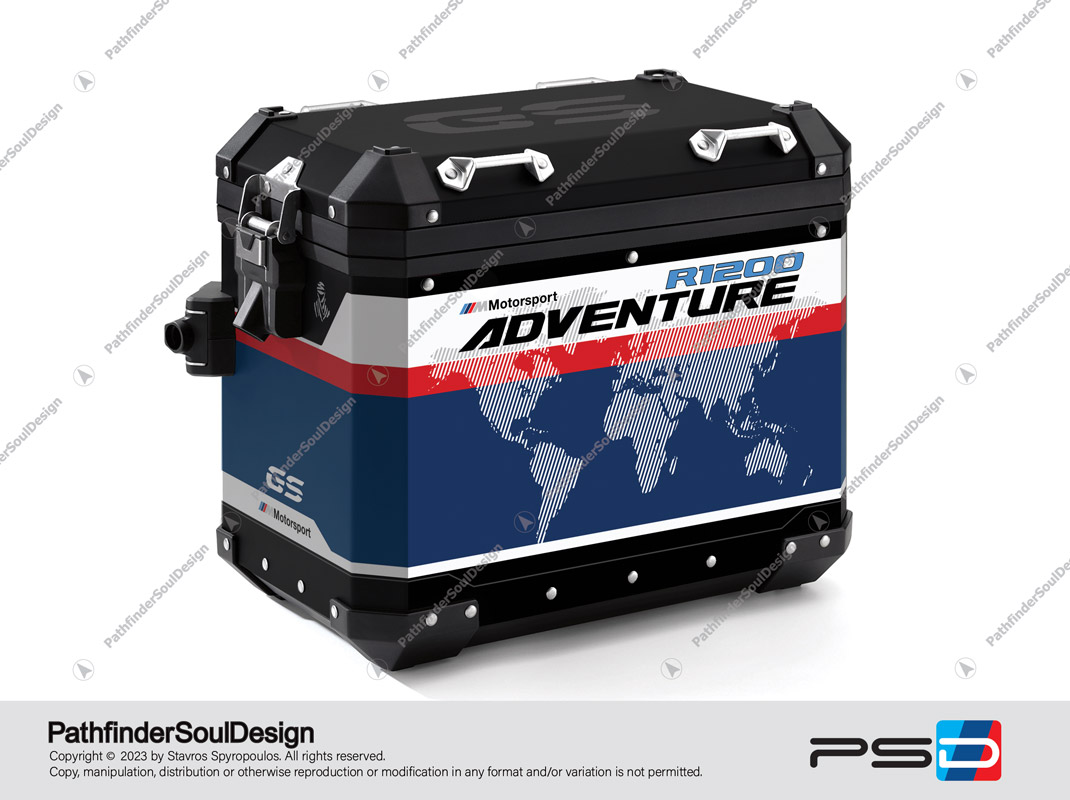 R1200GS ADVENTURE ALPINE WHITE BMW ALUMINIUM PANNIERS “TRAVELLER” STICKERS KIT#45271