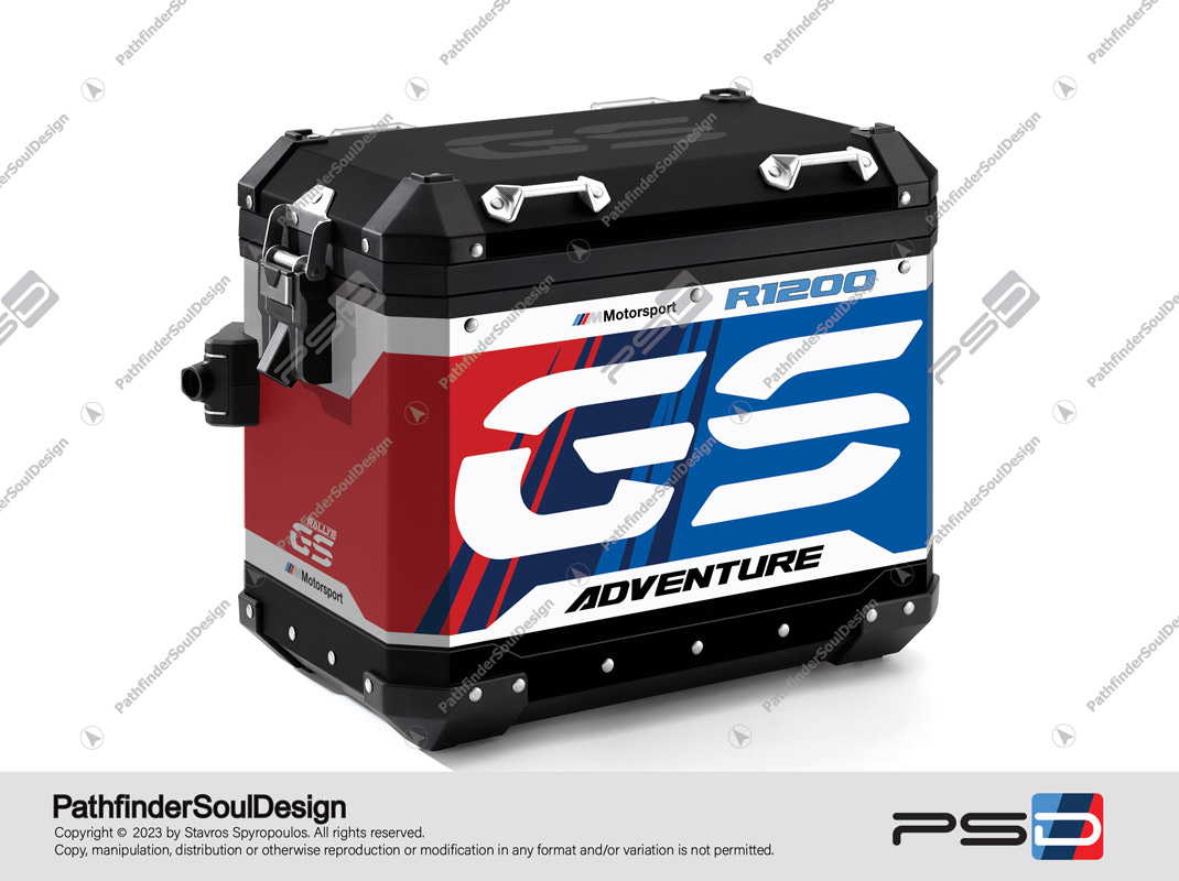 R1200GS ADVENTURE ALPINE WHITE BMW ALUMINIUM PANNIERS “HERITAGE” STICKERS KIT#54303