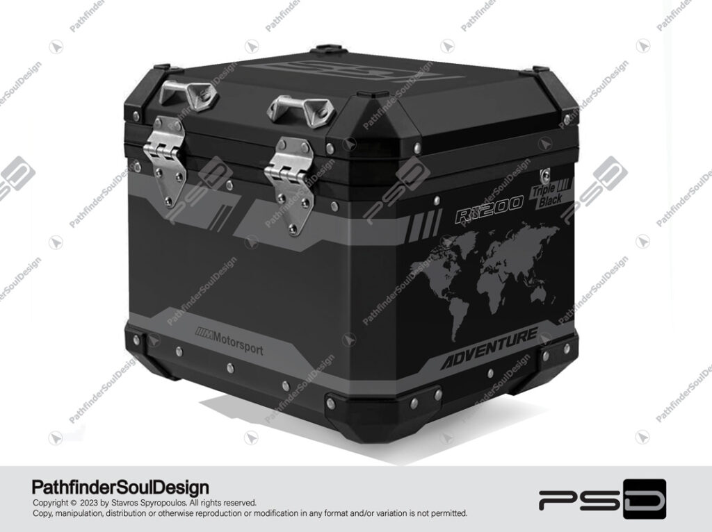 R1250GSA Triple Black Aluminium Top Box "DAKAR ADV" stickers