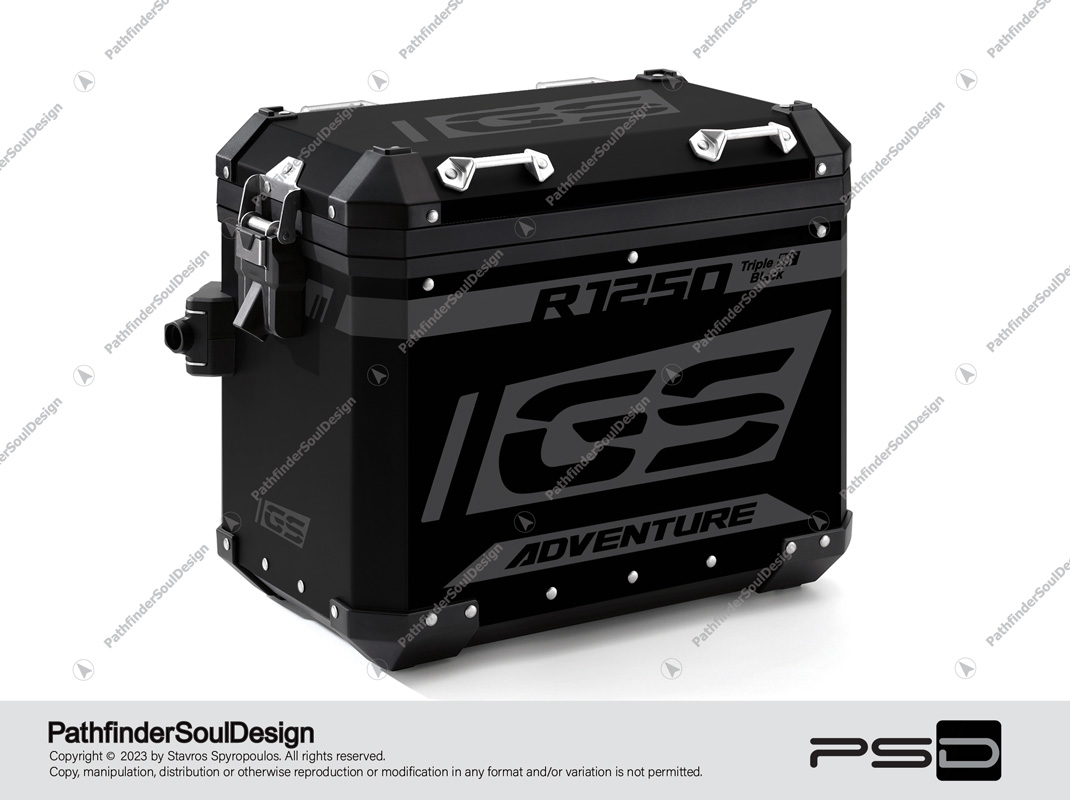 R1250GS ADVENTURE TRIPLE BLACK BMW ALUMINIUM PANNIERS “GS NEW” GRAPHIC & VINYL KIT#19603