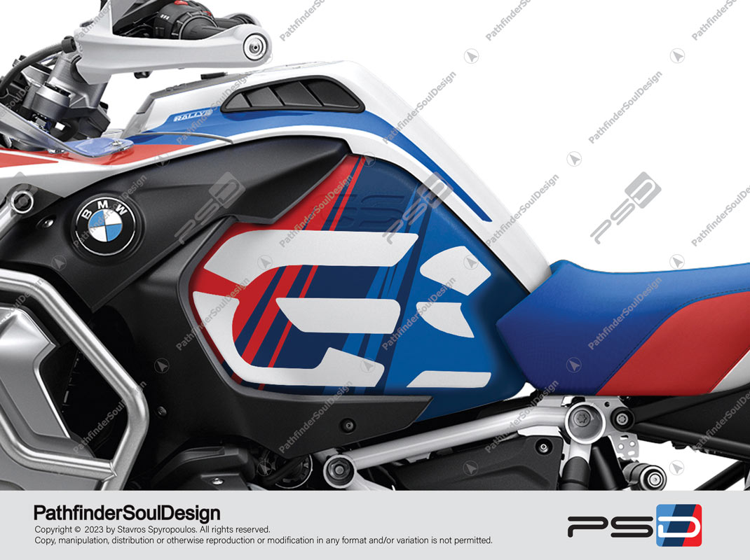 R1250GS ADVENTURE STYLE RALLYE “GS RALLYE BLUE” TANK STICKERS KIT#L202