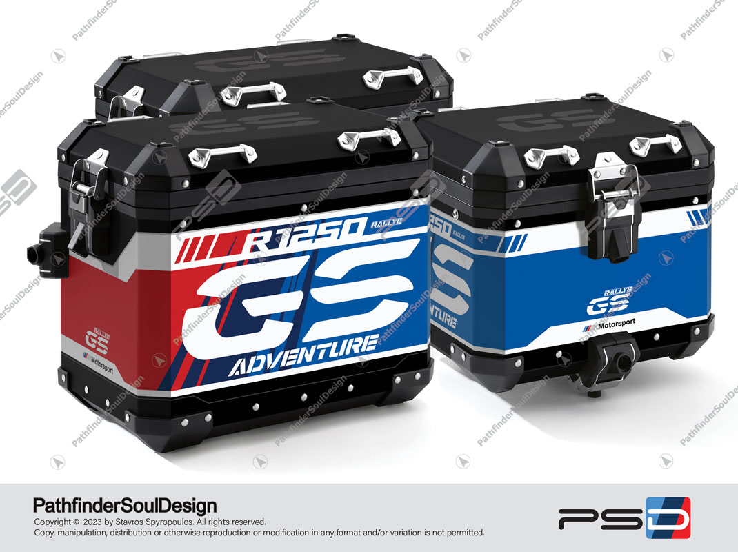 R1250GS ADVENTURE STYLE RALLYE BMW ALUMINIUM 3 CASES SET “HERITAGE” STICKERS KIT#54302