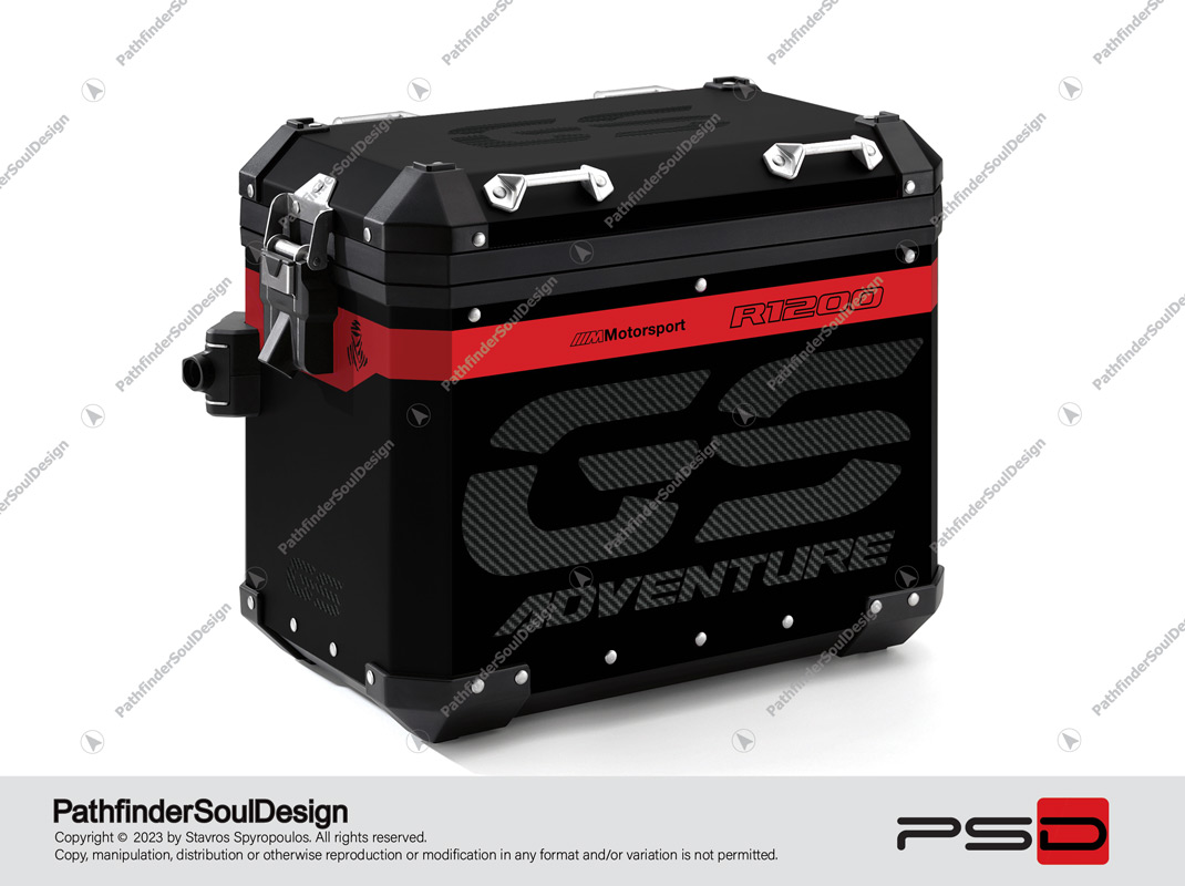 R1200GS ADVENTURE RACING RED BMW ALUMINIUM PANNIERS “CARBON GS” GRAPHIC & VINYL KIT#34916