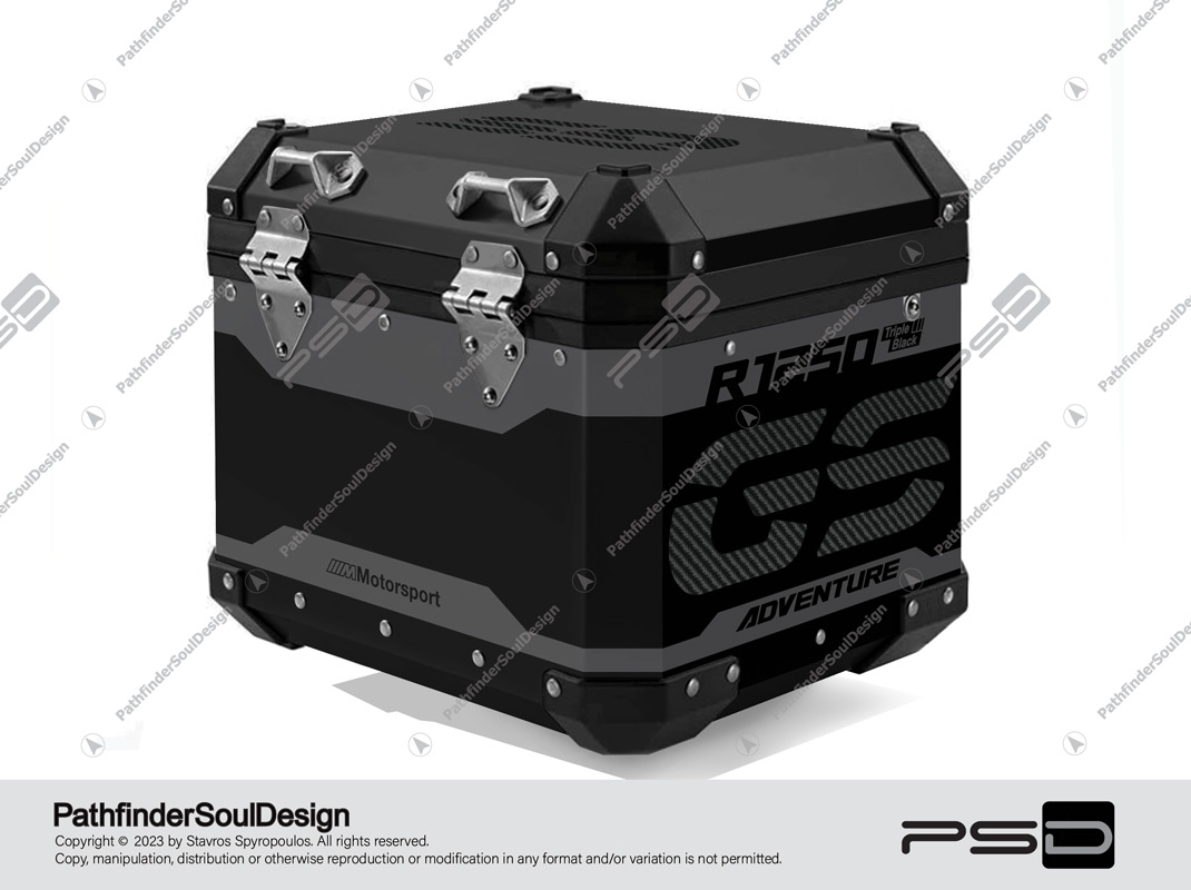 R1250GS ADVENTURE TRIPLE BLACK BMW ALUMINIUM TOP BOX “CARBON GS” GRAPHIC & VINYL KIT#19605